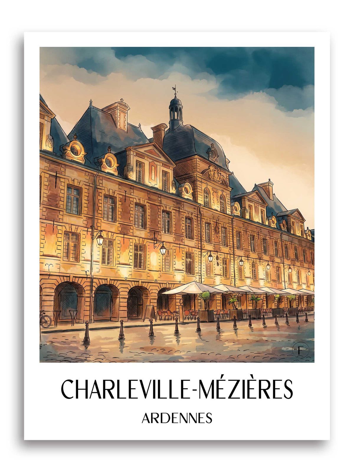 charleville-mézières-ardennes-frankreich-poster-aquarell