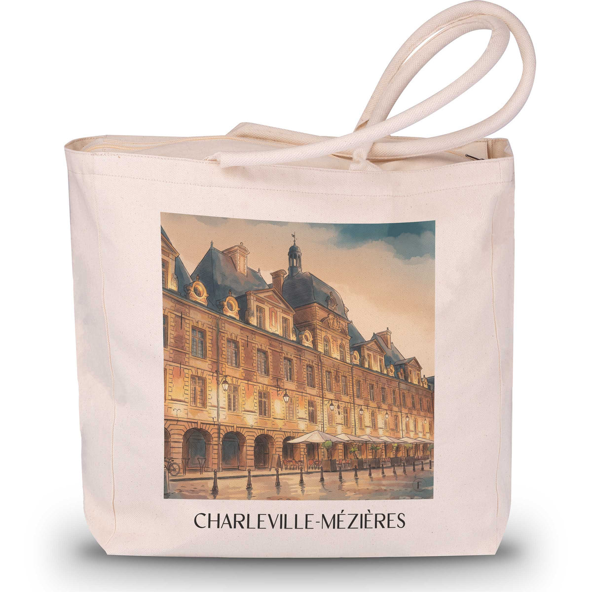 Charleville-Mézières Shopping Tasche - Ardennes - Frankreich Tote Bag - Einkaufstasche im Aquarell Stil