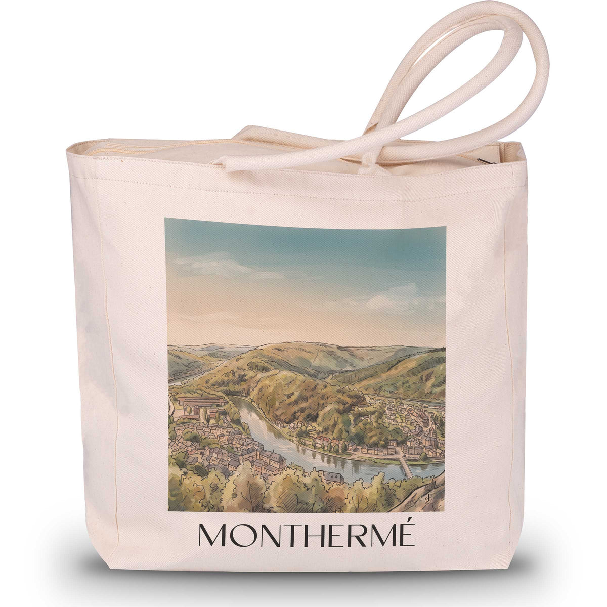 monthermé-vallée-de-la-meuse-frankreich-einkaufstasche-aquarell