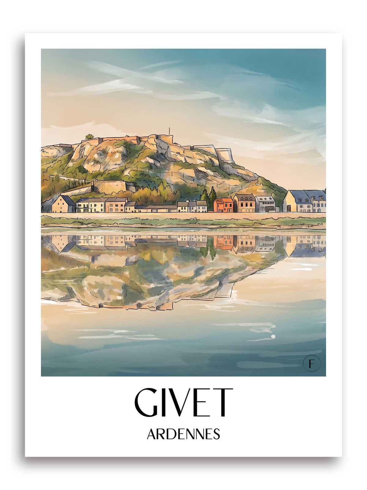 givet-ardennes-frankreich-poster-aquarell