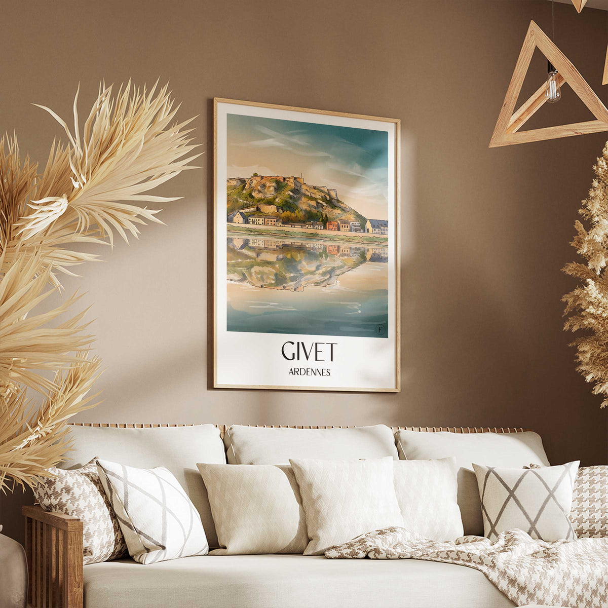 givet-ardennes-frankreich-poster-aquarell