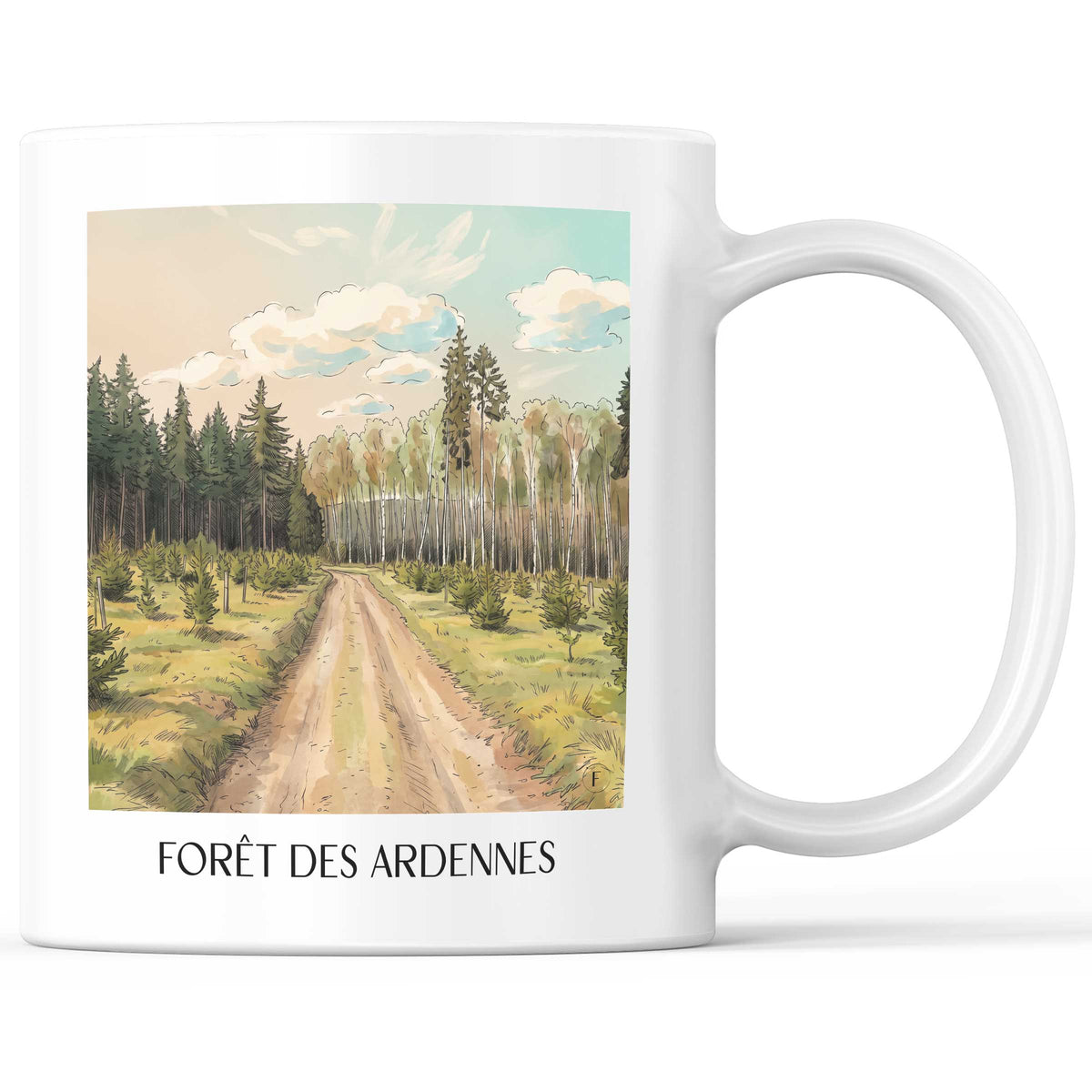 Forêt des Ardennes Kaffeebecher - Ardennes - Frankreich Becher - Kaffeetasse im Aquarell Stil