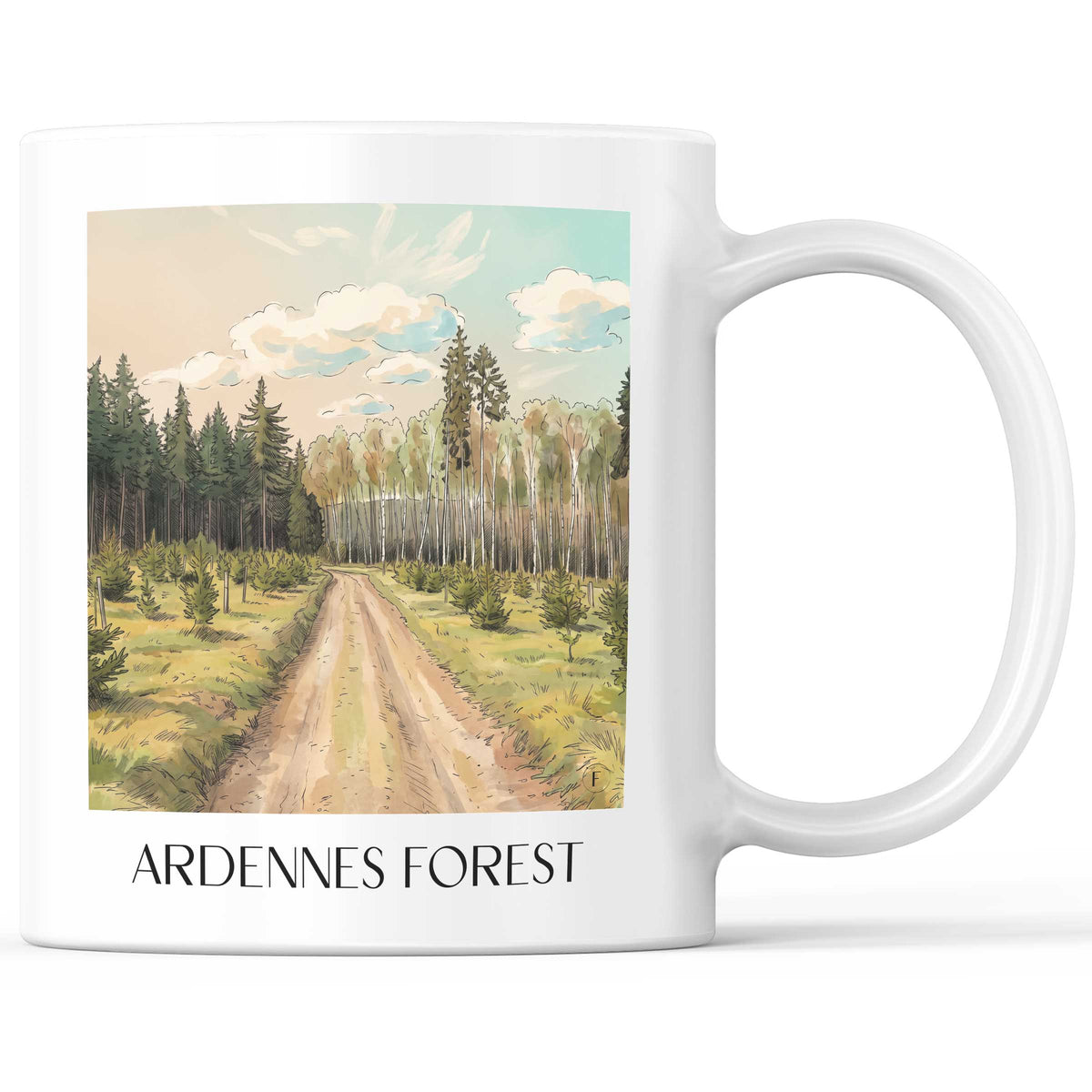 Forêt des Ardennes Kaffeebecher - Ardennes - Frankreich Becher - Kaffeetasse im Aquarell Stil