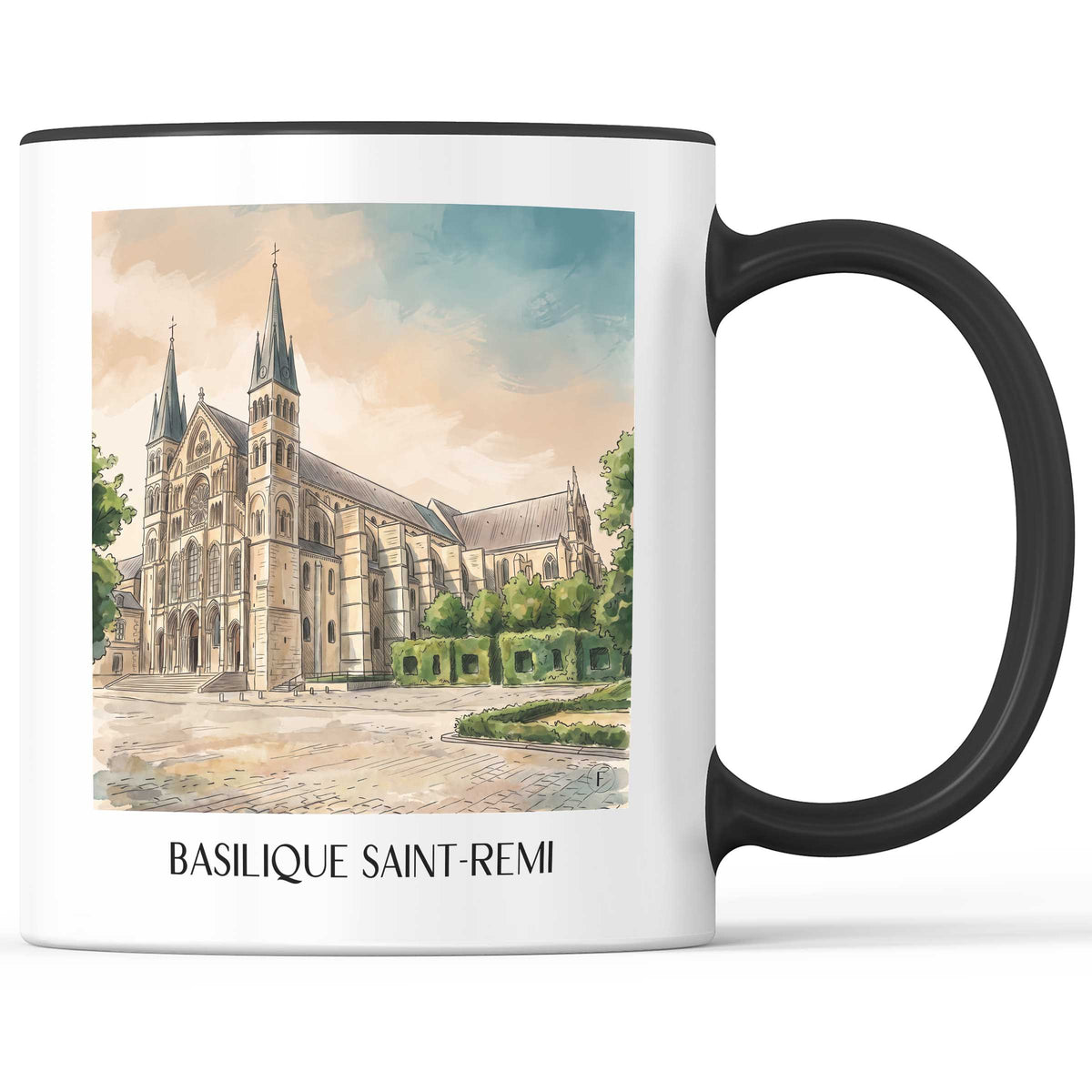 basilique-saint-remi-reims-frankreich-kaffeebecher-aquarell