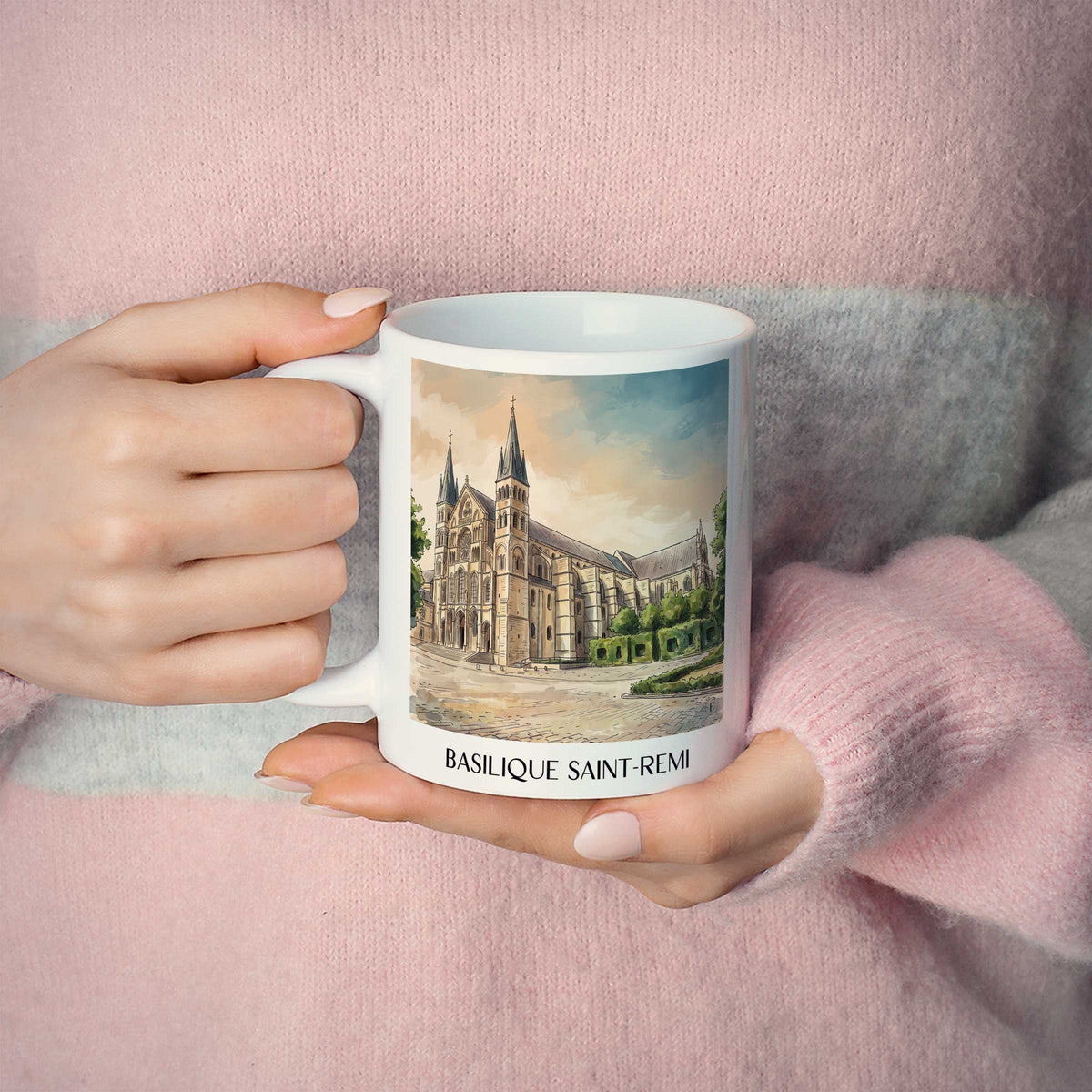 basilique-saint-remi-reims-frankreich-kaffeebecher-aquarell