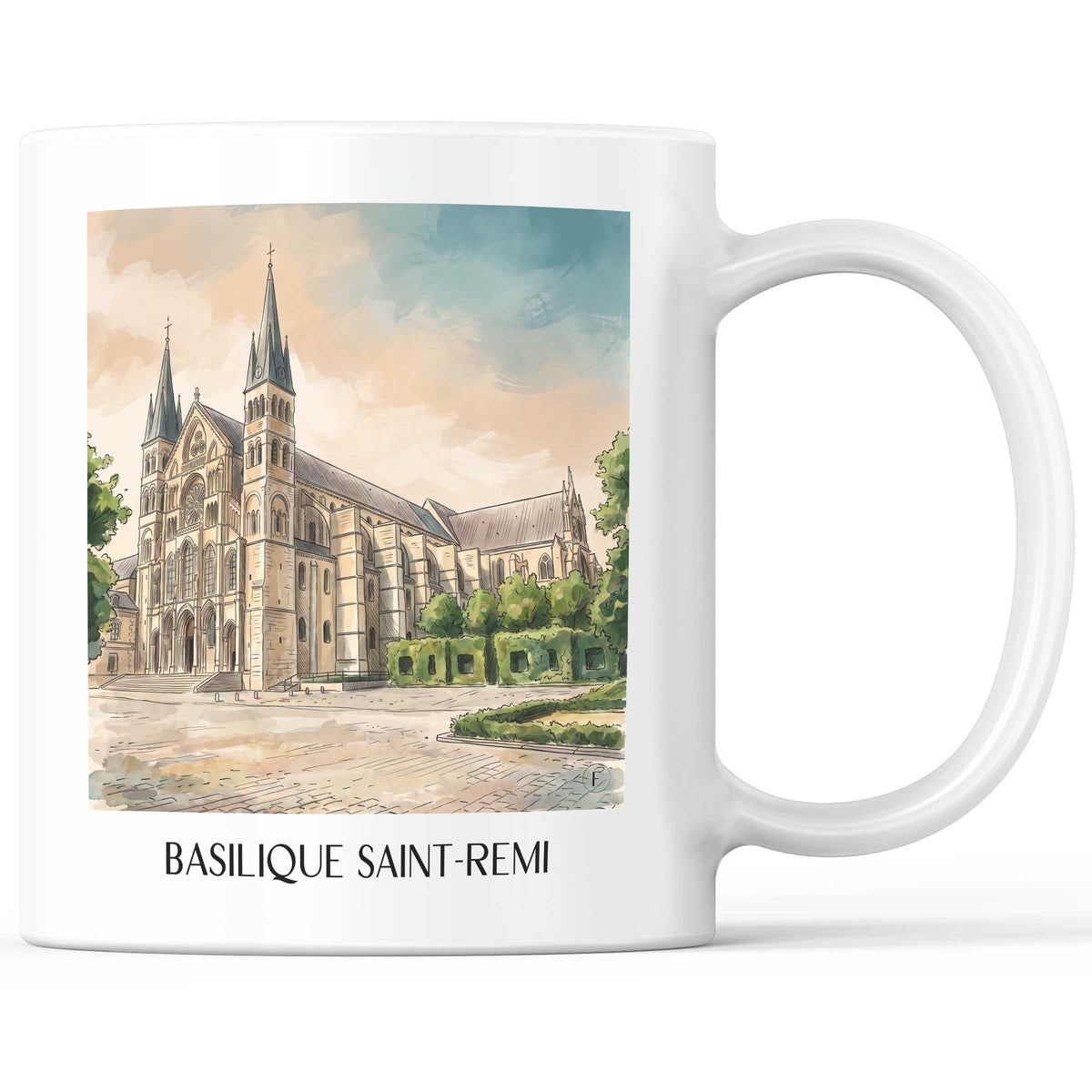 Basilique Saint-Remi Kaffeebecher - Reims - Frankreich Becher - Kaffeetasse im Aquarell Stil