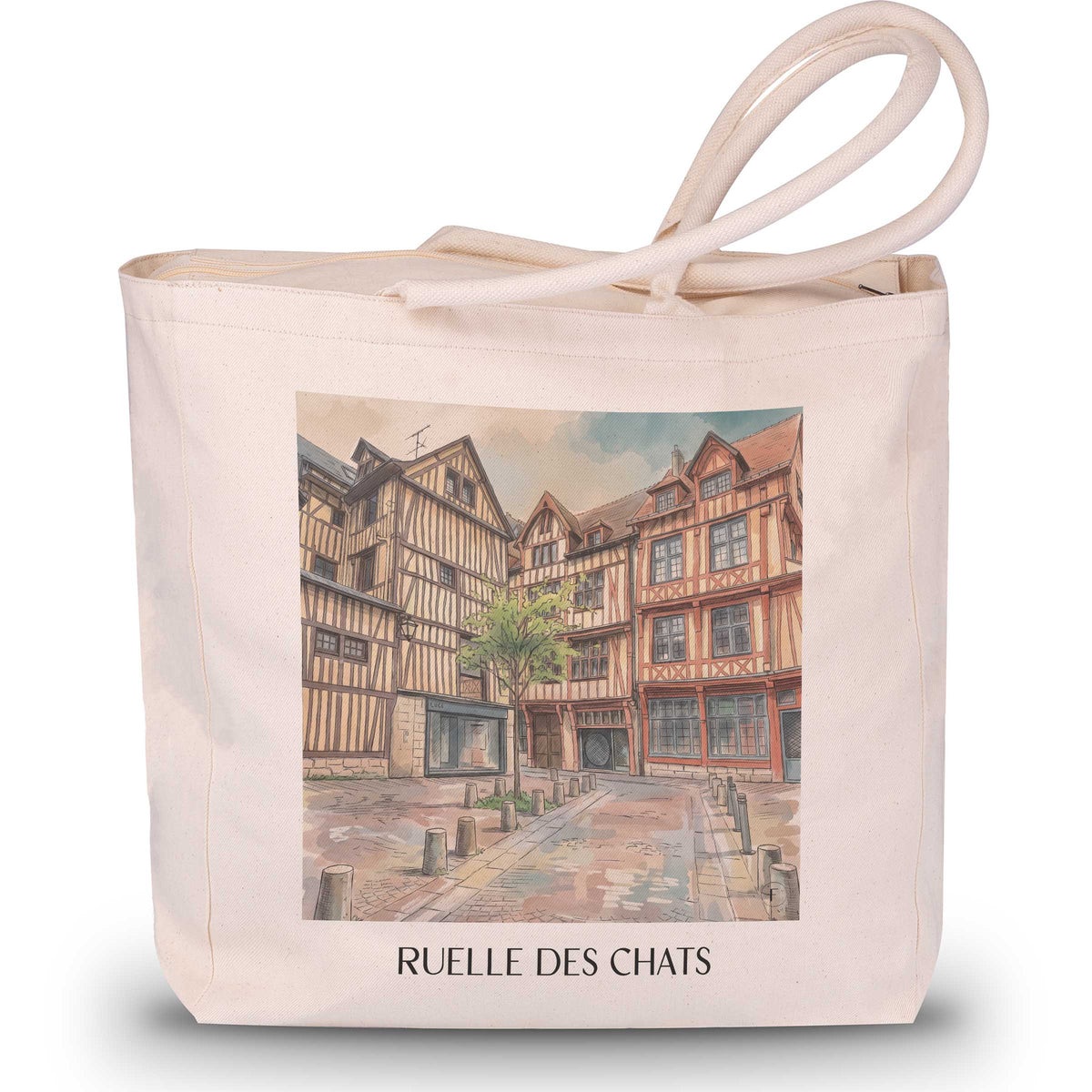 ruelle-des-chats-troyes-frankreich-einkaufstasche-aquarell