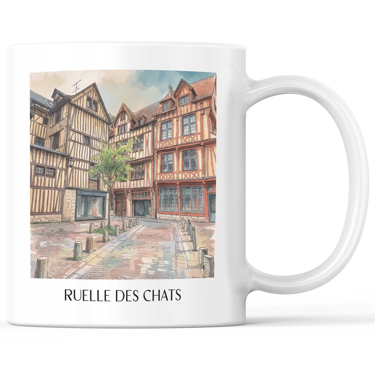 Ruelle des Chats Kaffeebecher - Troyes - Frankreich Becher - Kaffeetasse im Aquarell Stil