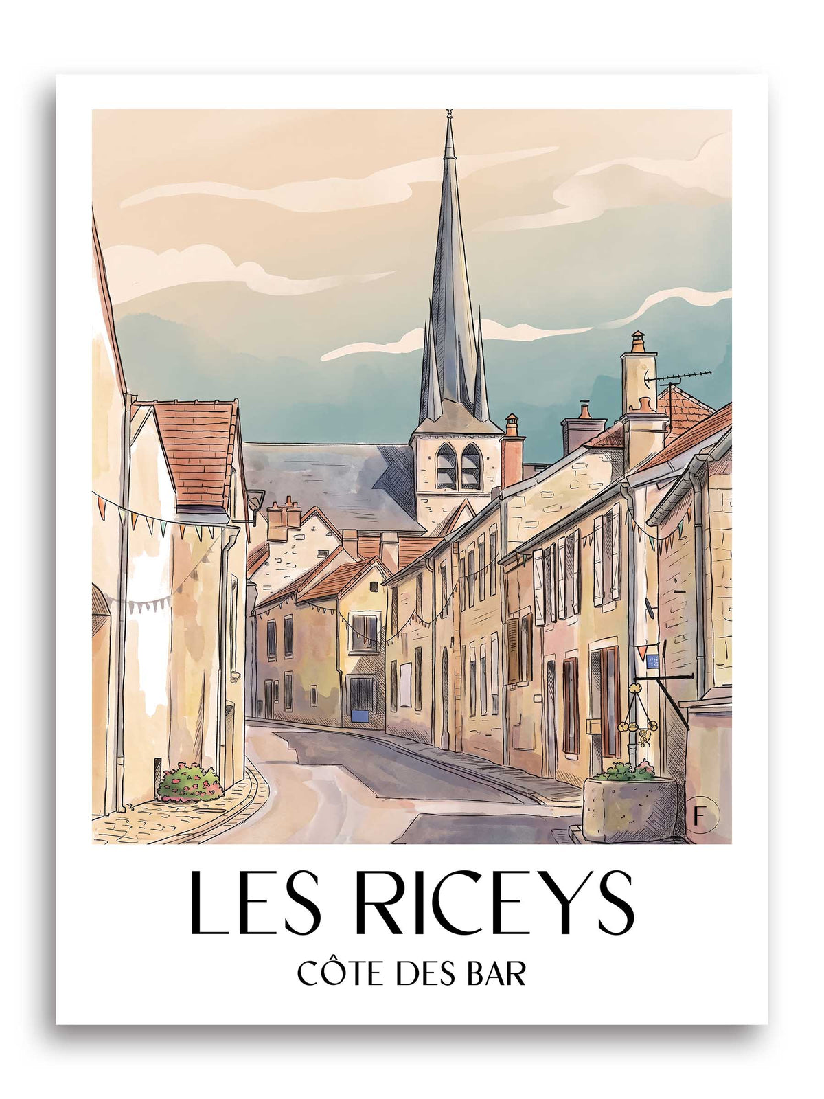 les-riceys-côte-des-bar-frankreich-poster-aquarell