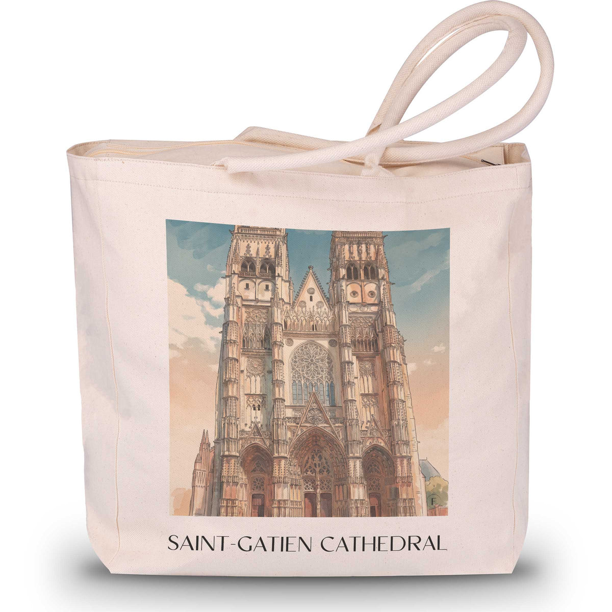 Cathédrale Saint-Gatien Shopping Tasche - Tours - Frankreich Tote Bag - Einkaufstasche im Aquarell Stil