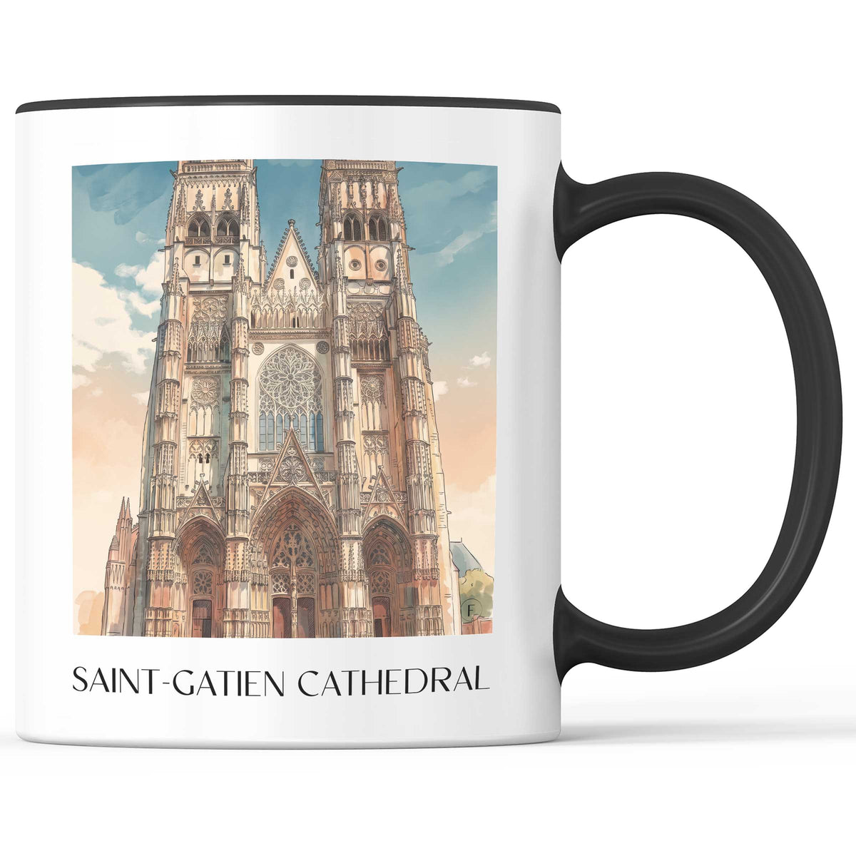 Cathédrale Saint-Gatien Kaffeebecher - Tours - Frankreich Becher - Kaffeetasse im Aquarell Stil