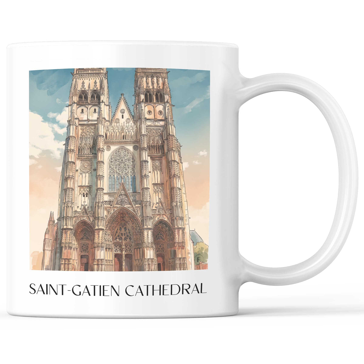 Cathédrale Saint-Gatien Kaffeebecher - Tours - Frankreich Becher - Kaffeetasse im Aquarell Stil
