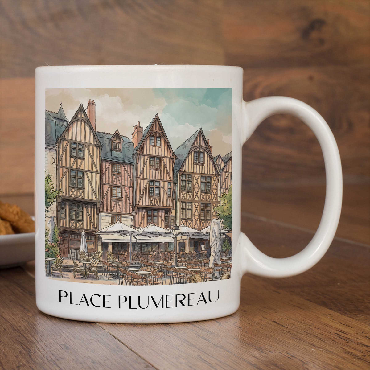 place-plumereau-tours-frankreich-kaffeebecher-aquarell