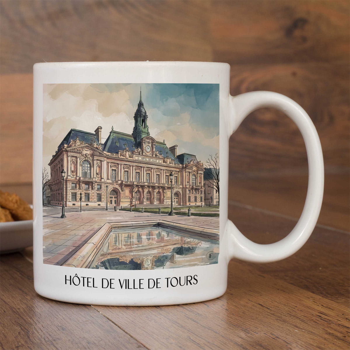 hôtel-de-ville-de-tours-val-de-loire-frankreich-kaffeebecher-aquarell