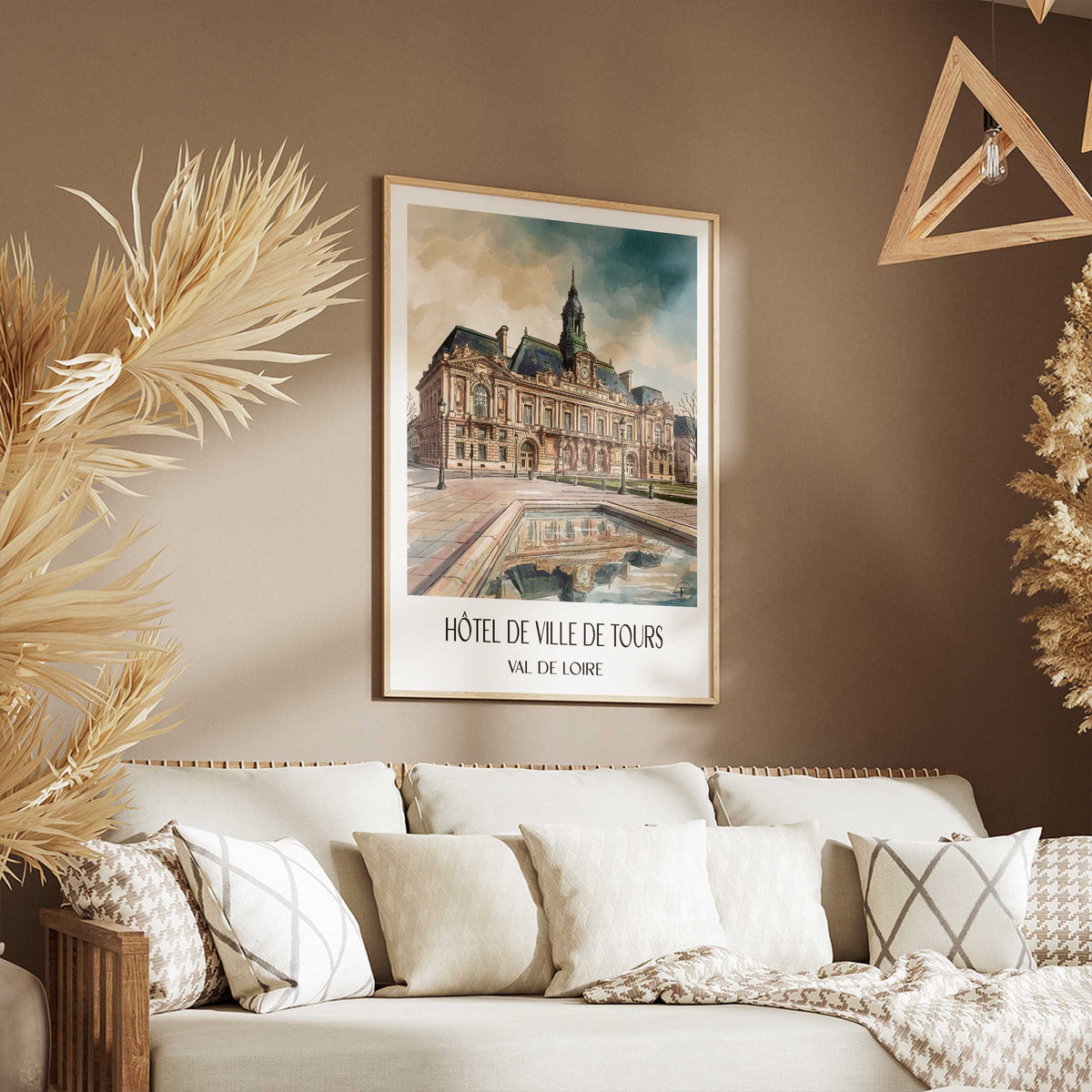 hôtel-de-ville-de-tours-val-de-loire-frankreich-poster-aquarell