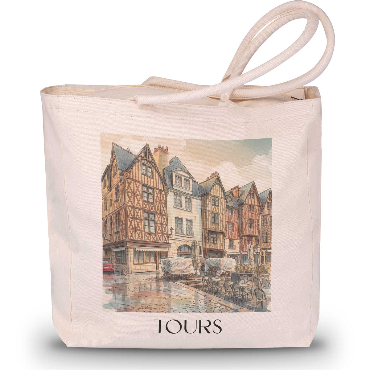 Tours Shopping Tasche - Val de Loire - Frankreich Tote Bag - Einkaufstasche im Aquarell Stil