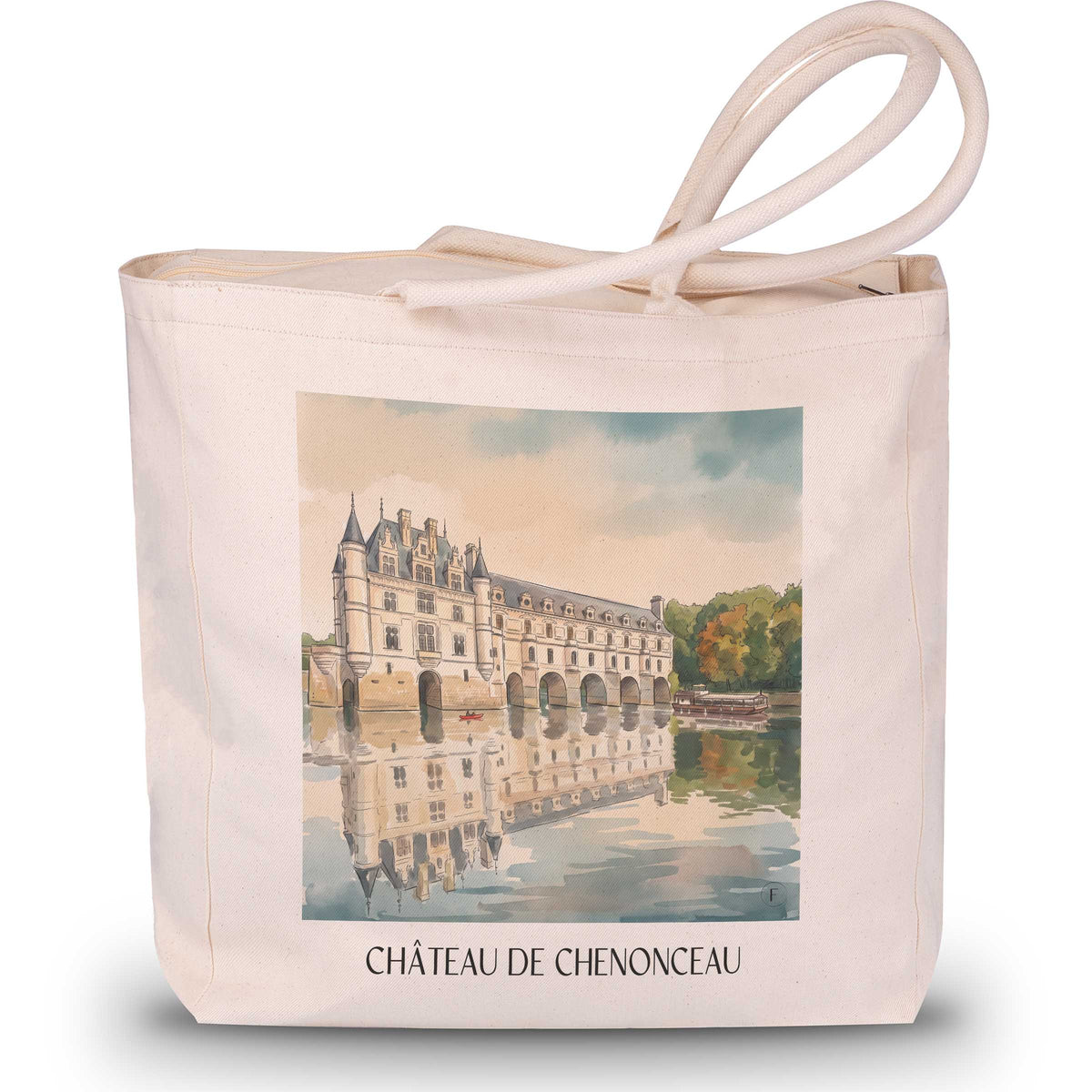 château-de-chenonceau-val-de-loire-frankreich-einkaufstasche-aquarell