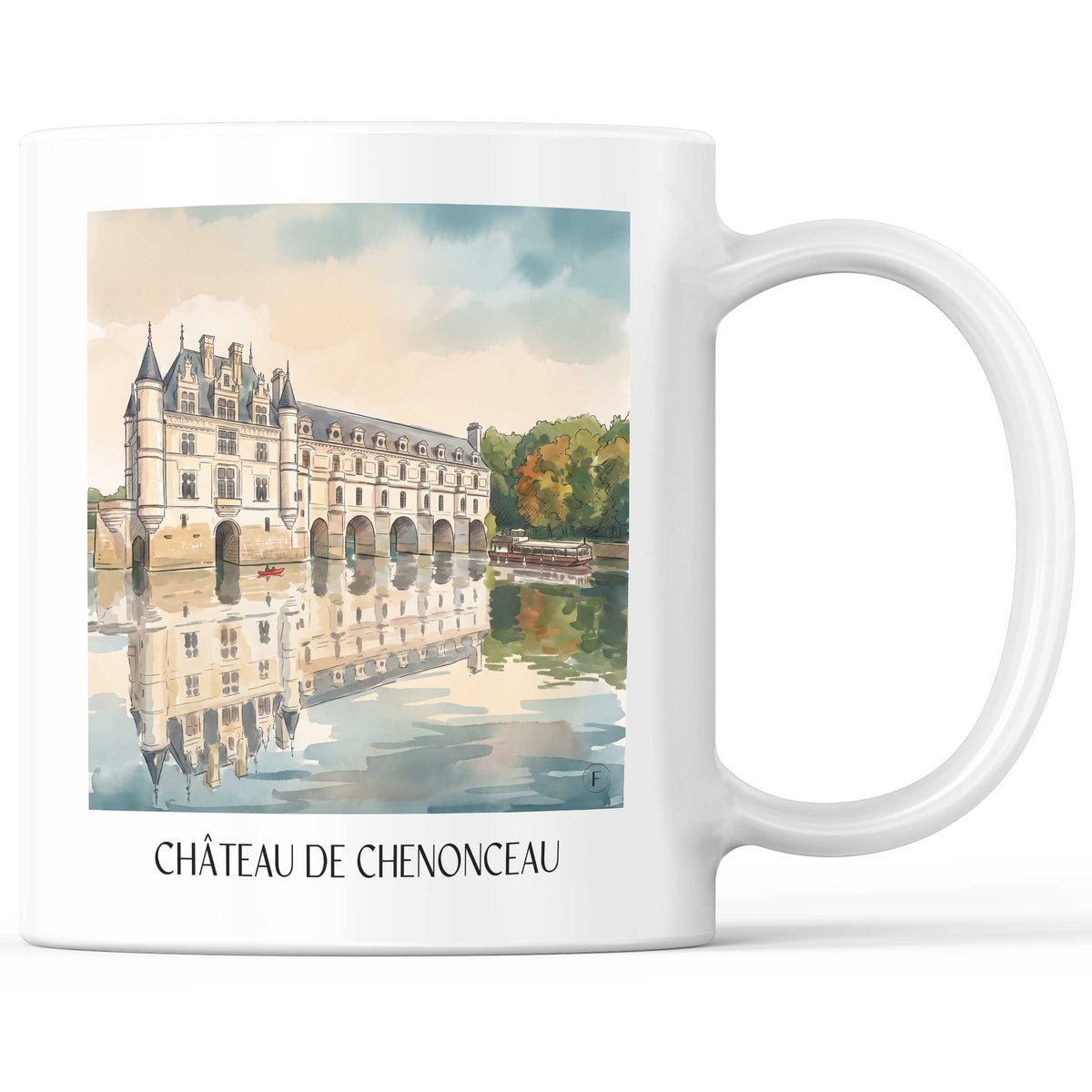 Château de Chenonceau Kaffeebecher - Val de Loire - Frankreich Becher - Kaffeetasse im Aquarell Stil