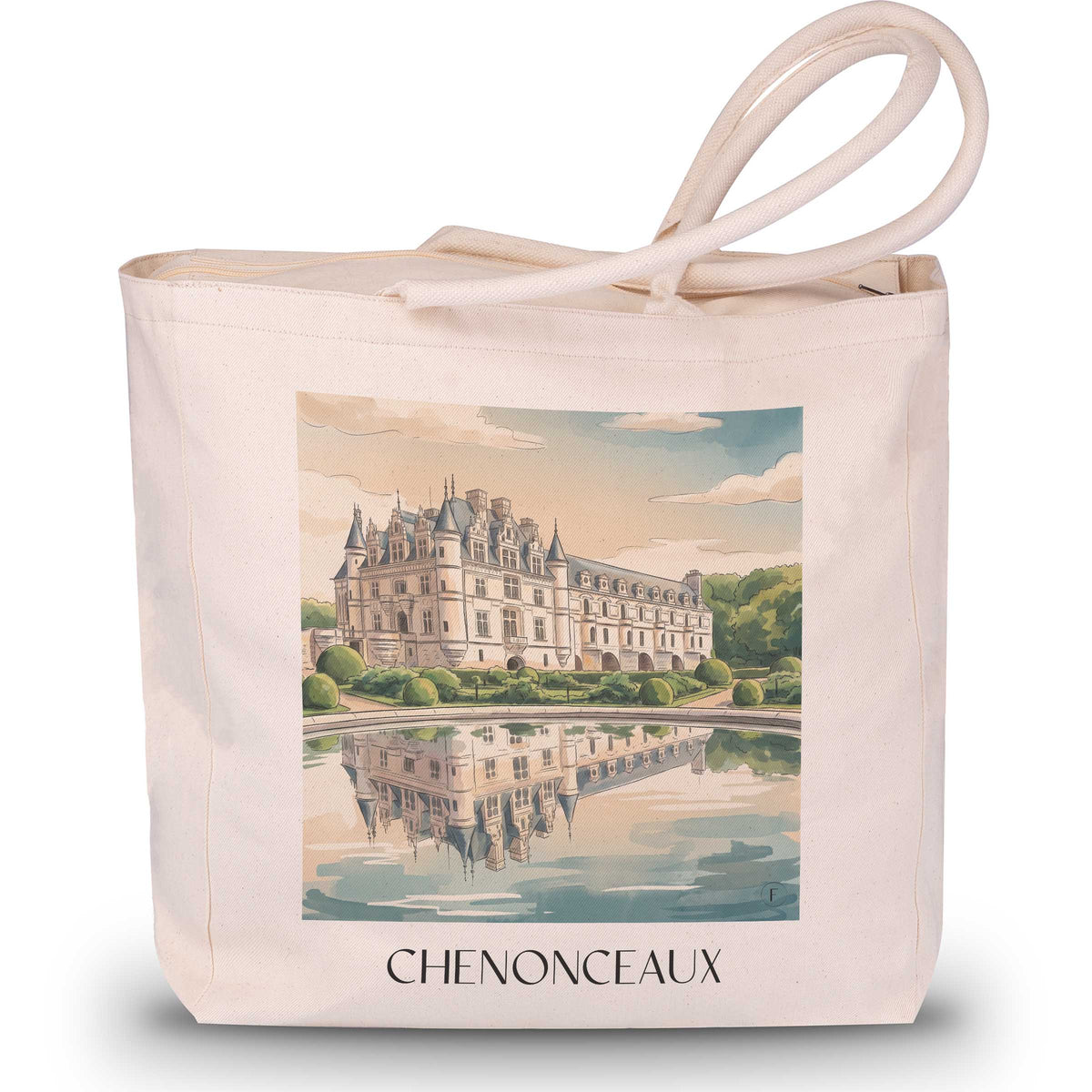 chenonceaux-val-de-loire-frankreich-einkaufstasche-aquarell