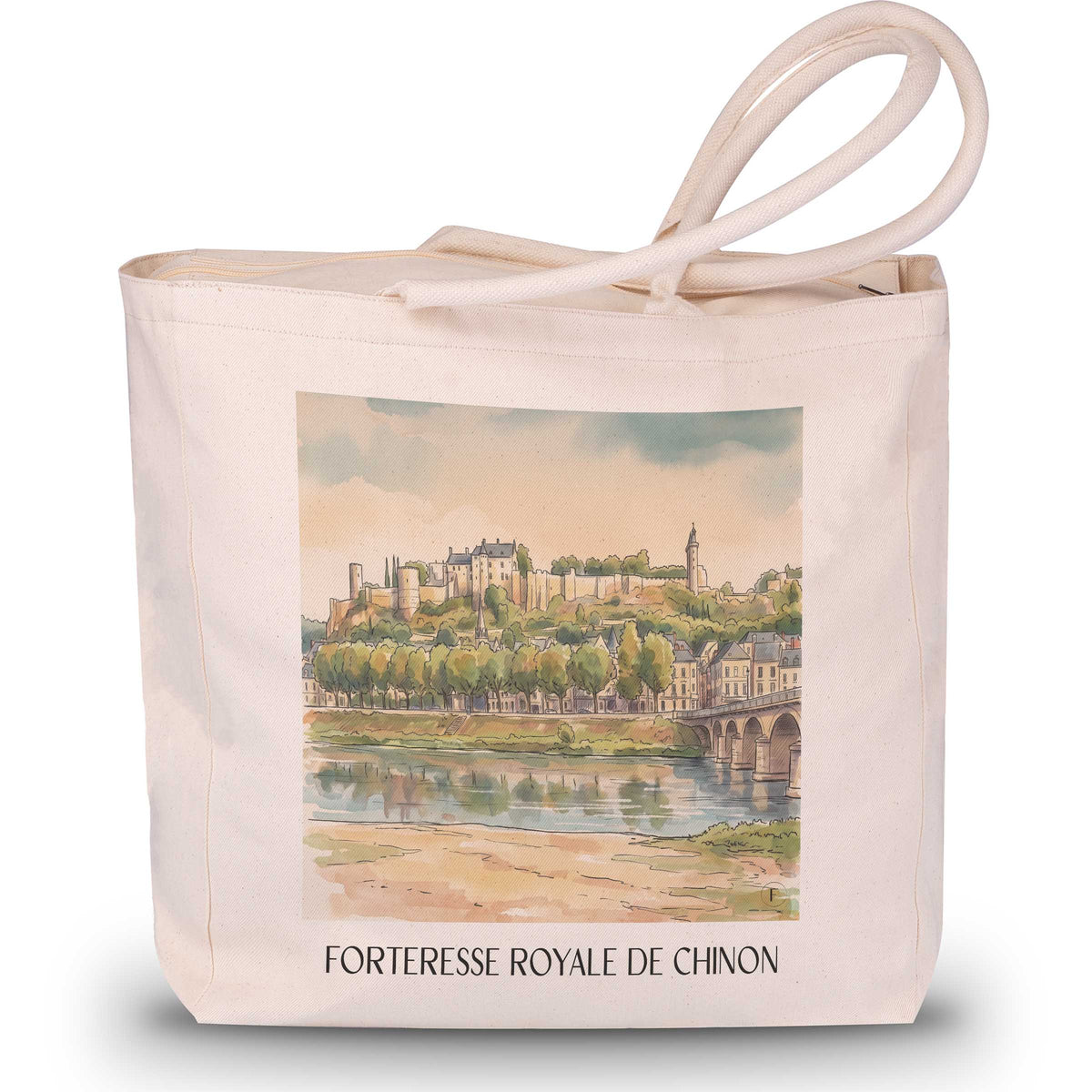 forteresse-royale-de-chinon-chinon-frankreich-einkaufstasche-aquarell