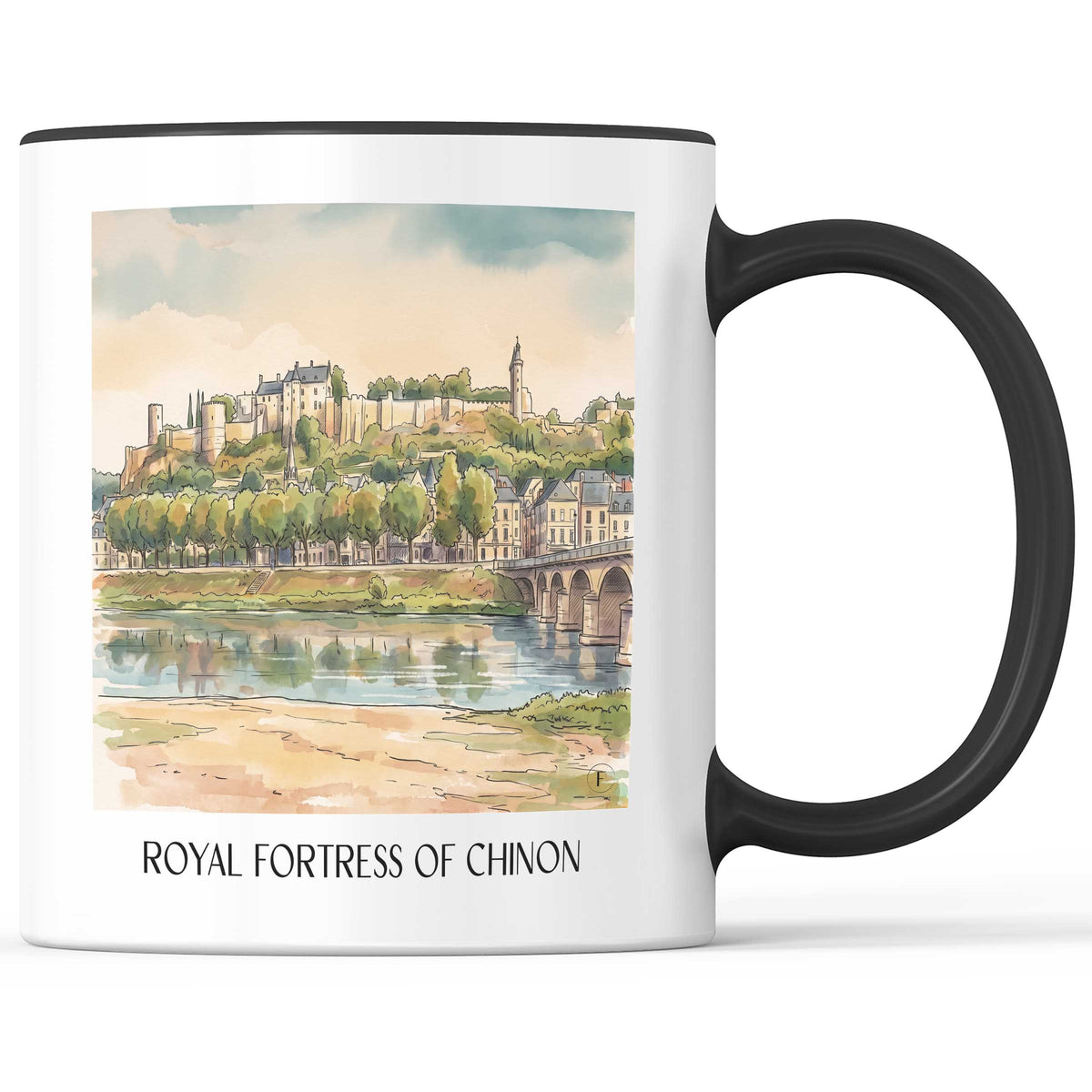 Forteresse Royale de Chinon Kaffeebecher - Chinon - Frankreich Becher - Kaffeetasse im Aquarell Stil