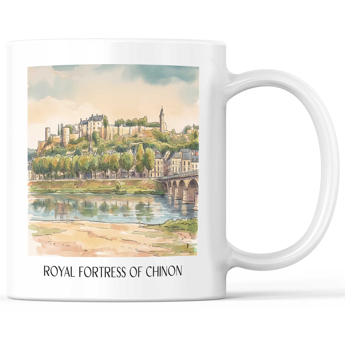 Forteresse Royale de Chinon Kaffeebecher - Chinon - Frankreich Becher - Kaffeetasse im Aquarell Stil