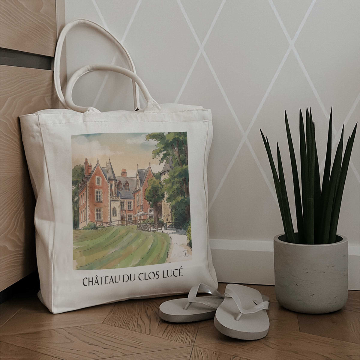 château-du-clos-lucé-amboise-frankreich-einkaufstasche-aquarell