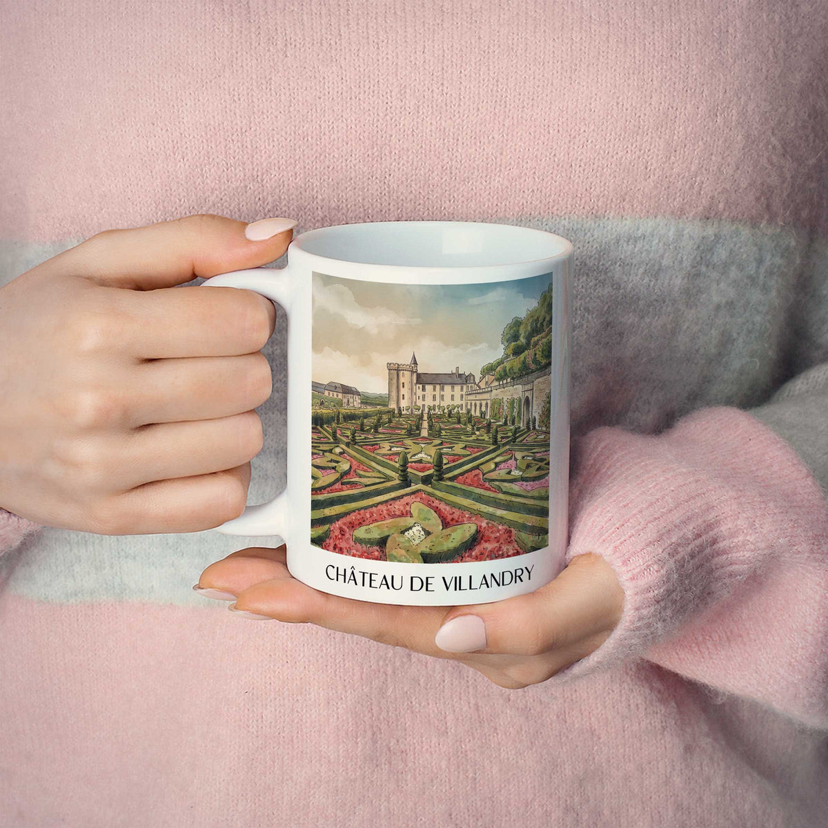 château-de-villandry-val-de-loire-frankreich-kaffeebecher-aquarell