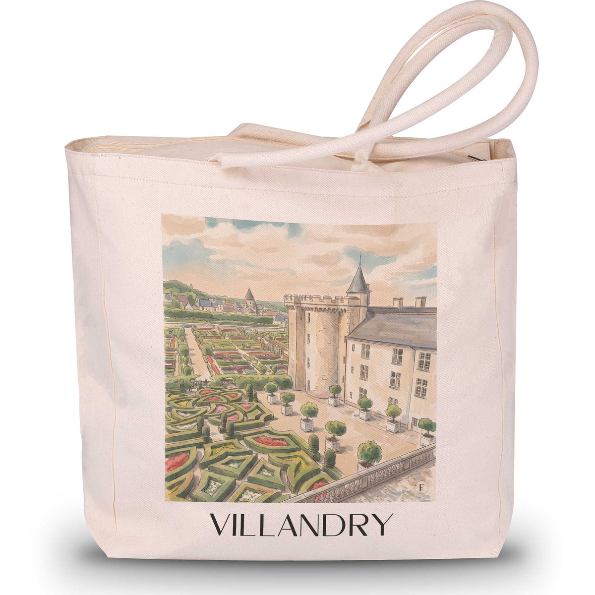 Villandry Shopping Tasche - Val de Loire - Frankreich Tote Bag - Einkaufstasche im Aquarell Stil