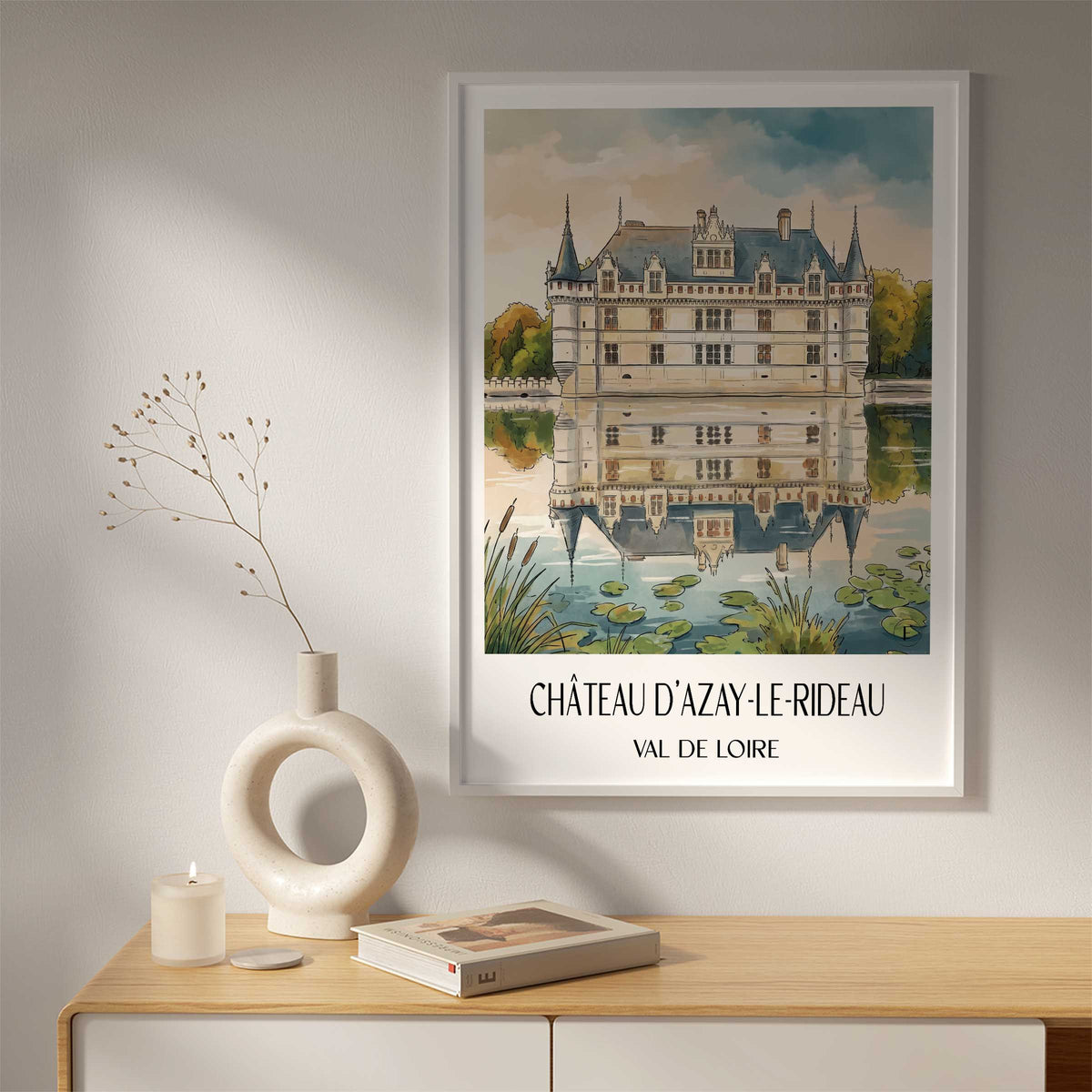 château-d'azay-le-rideau-val-de-loire-frankreich-poster-aquarell