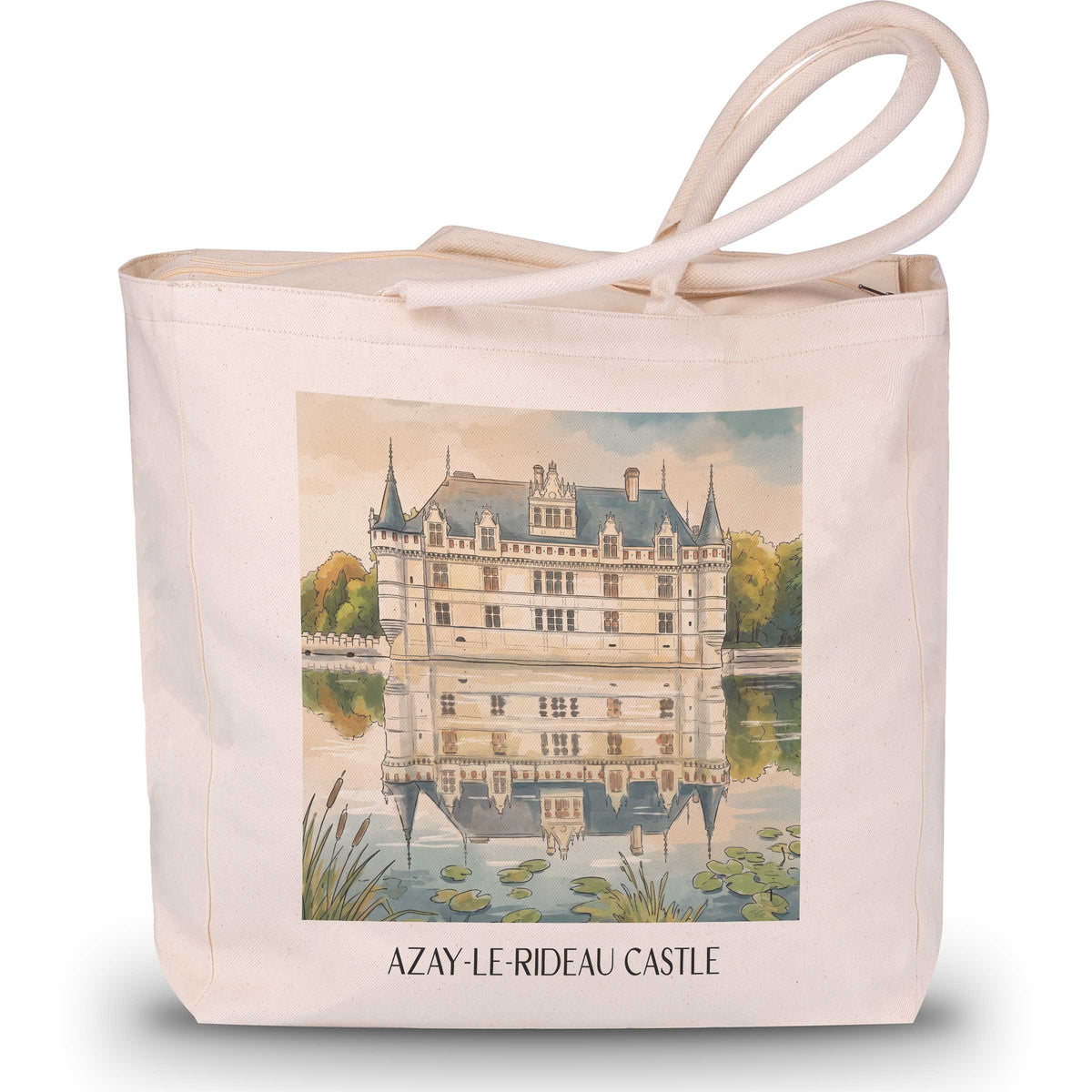 Château d'Azay-le-Rideau Shopping Tasche - Val de Loire - Frankreich Tote Bag - Einkaufstasche im Aquarell Stil