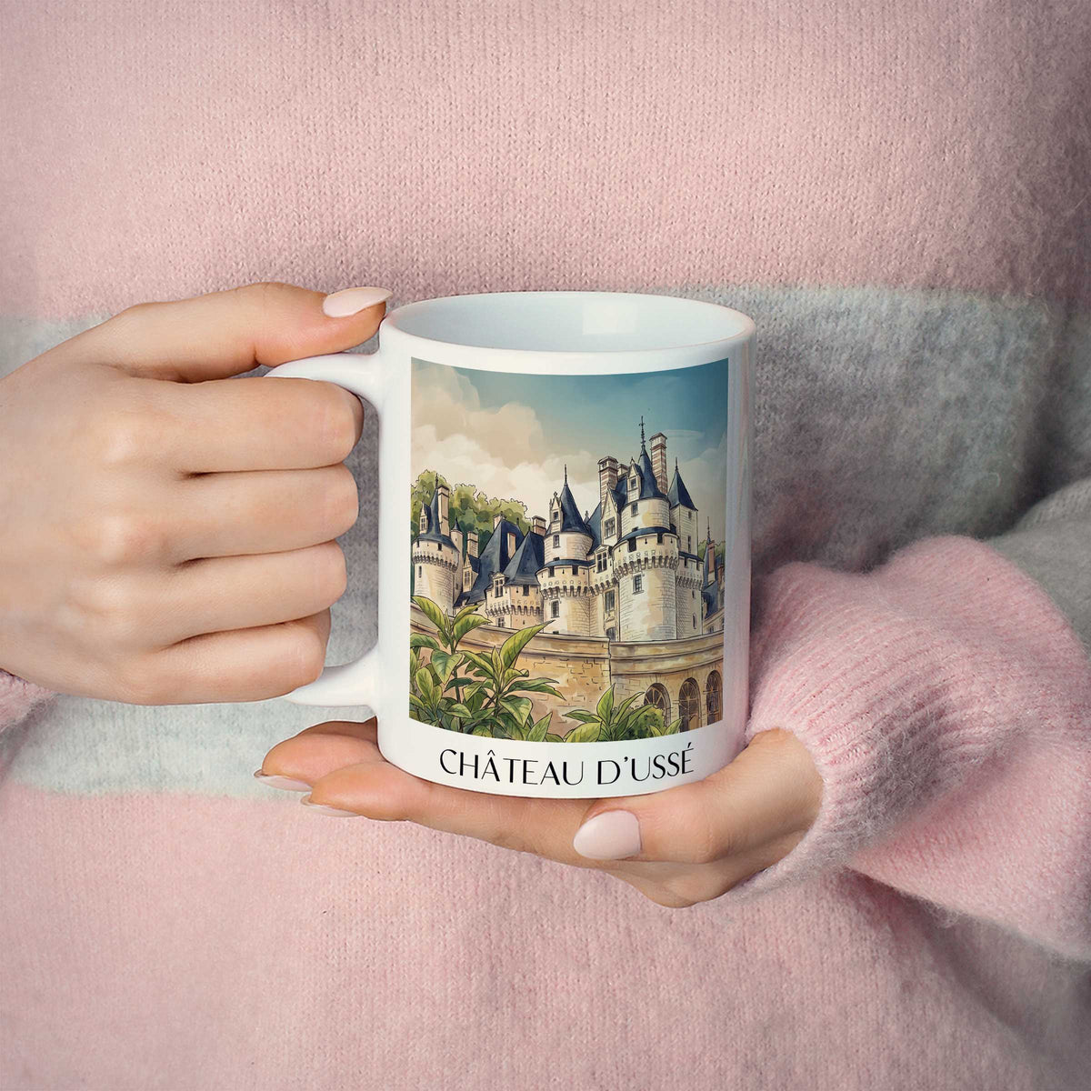 château-d'ussé-rigny-ussé-frankreich-kaffeebecher-aquarell