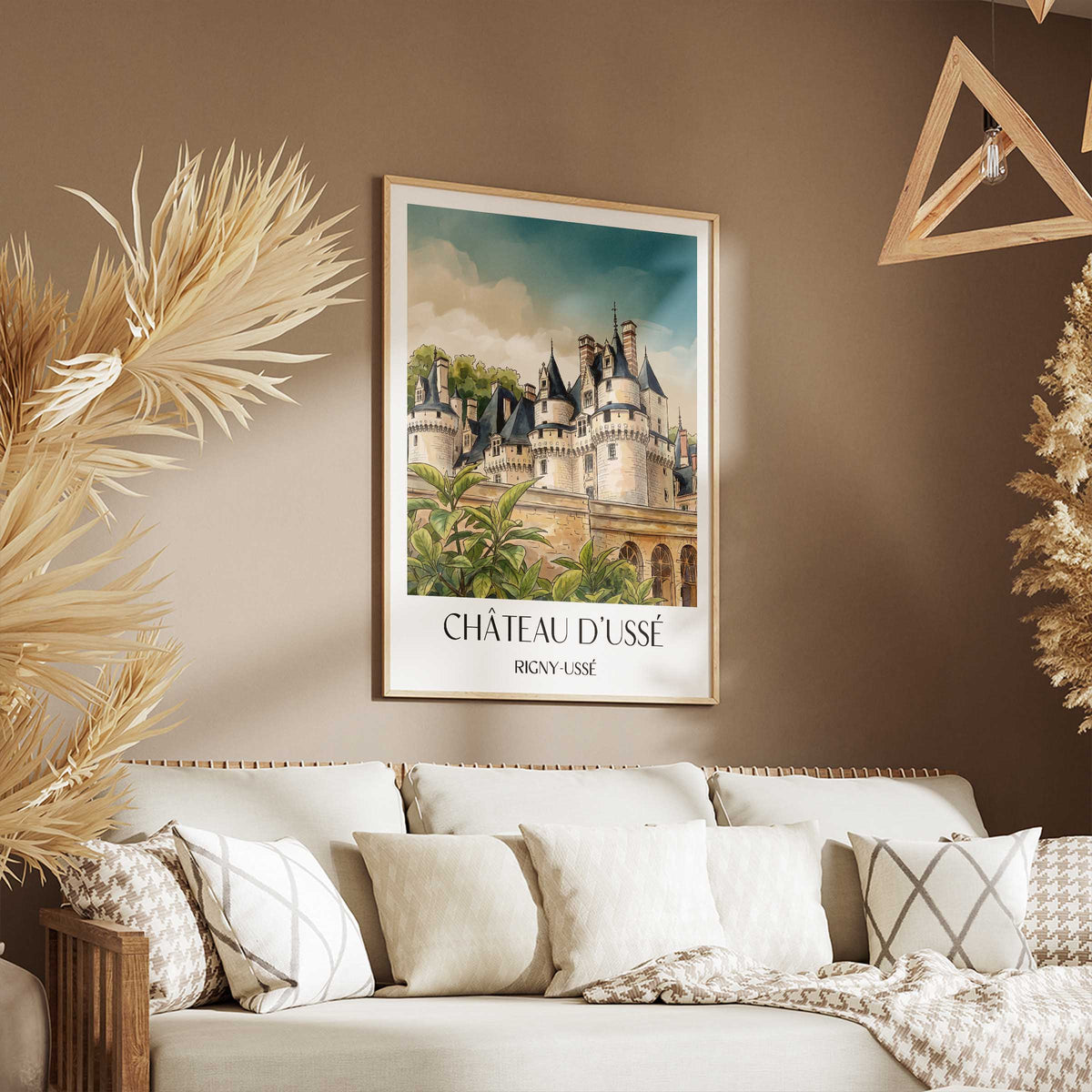 château-d'ussé-rigny-ussé-frankreich-poster-aquarell