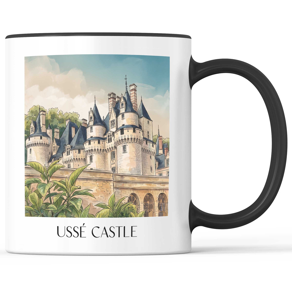 Château d'Ussé Kaffeebecher - Rigny-Ussé - Frankreich Becher - Kaffeetasse im Aquarell Stil