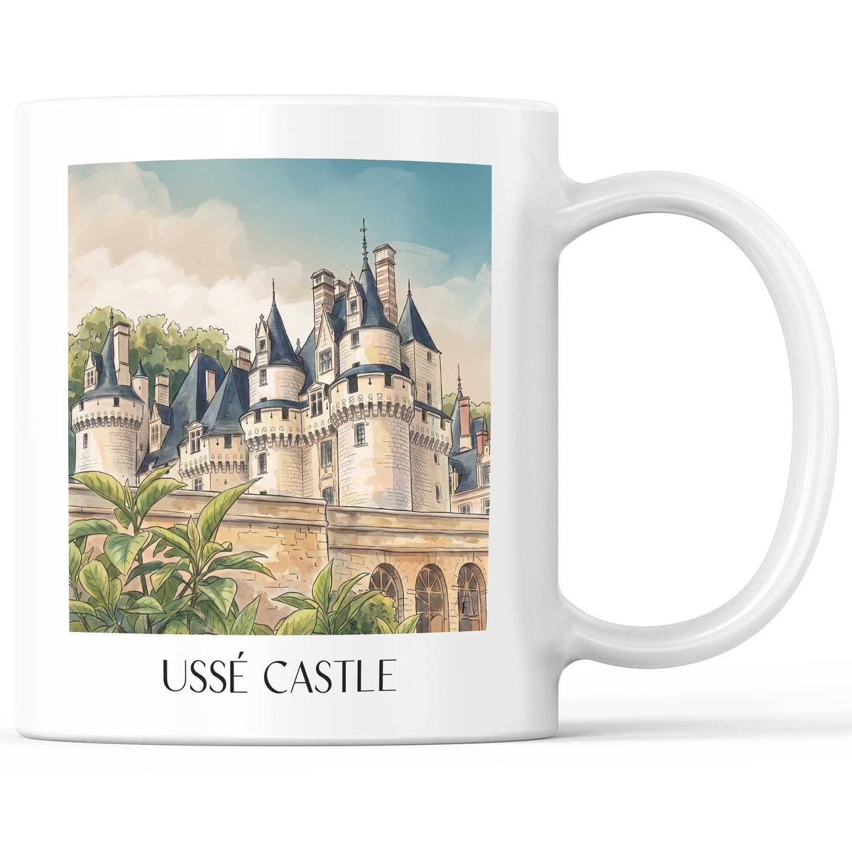 Château d'Ussé Kaffeebecher - Rigny-Ussé - Frankreich Becher - Kaffeetasse im Aquarell Stil