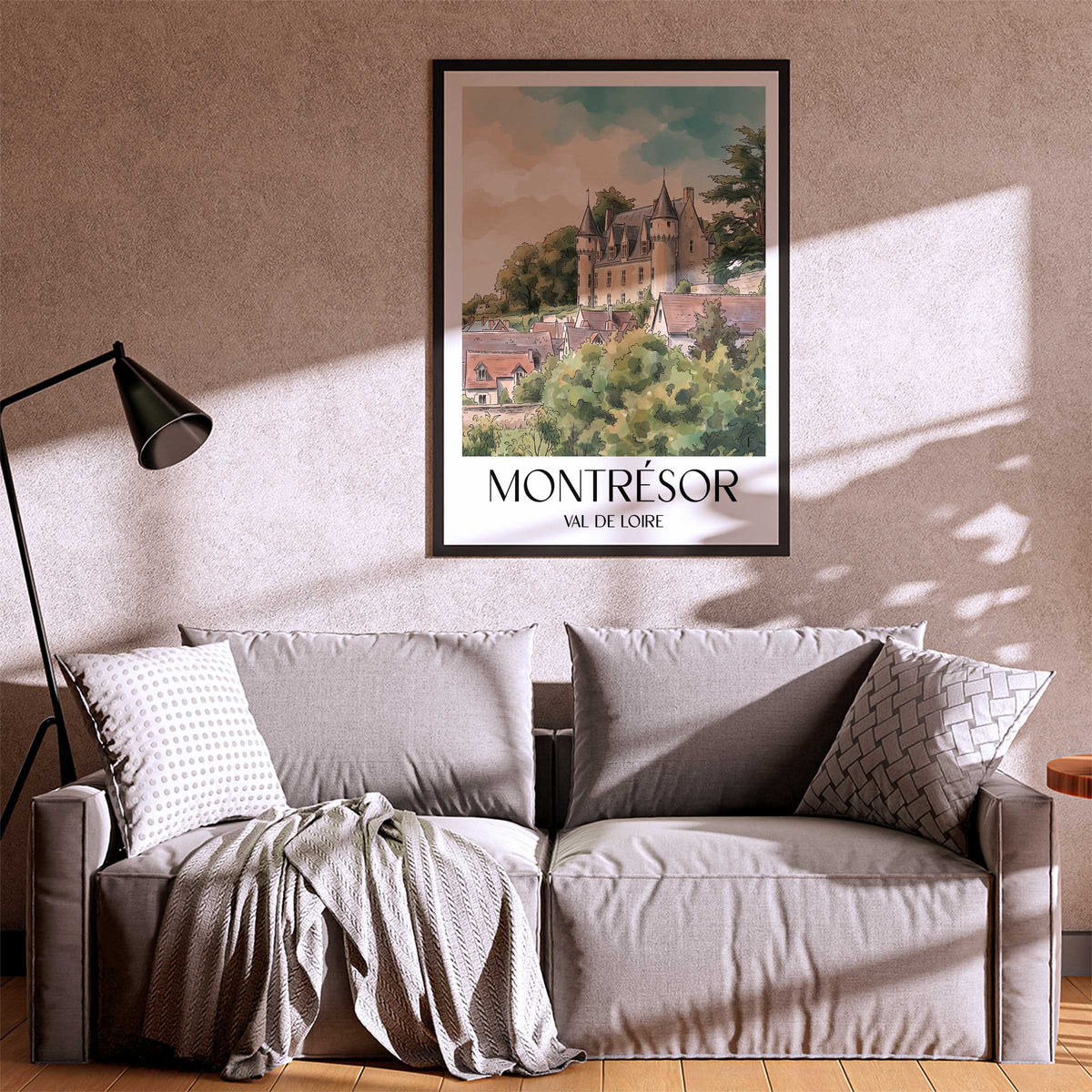 montrésor-val-de-loire-frankreich-poster-aquarell
