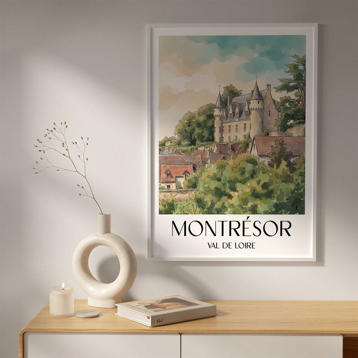 montrésor-val-de-loire-frankreich-poster-aquarell