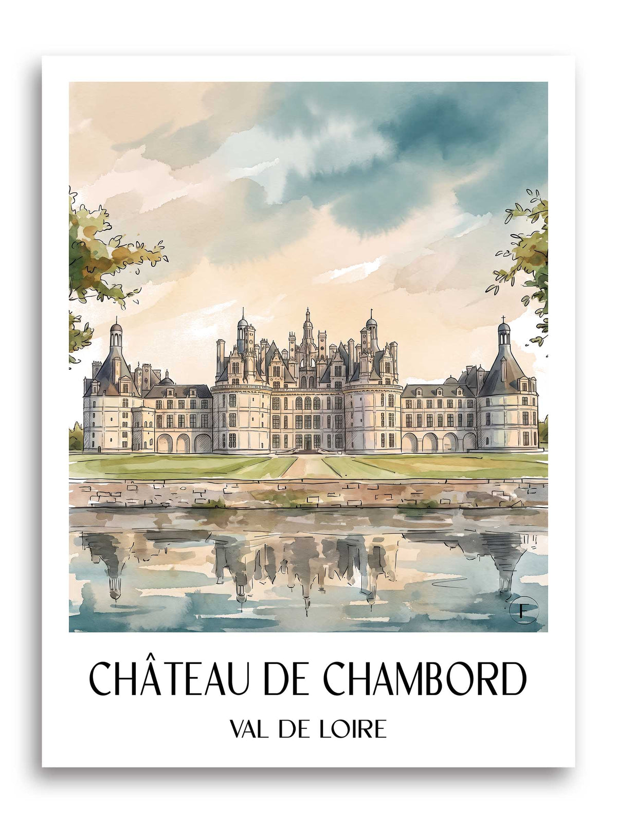château-de-chambord-val-de-loire-frankreich-poster-aquarell