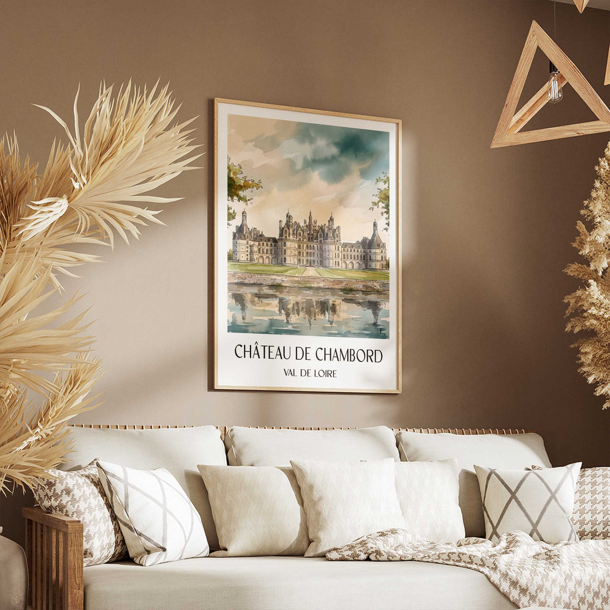 château-de-chambord-val-de-loire-frankreich-poster-aquarell