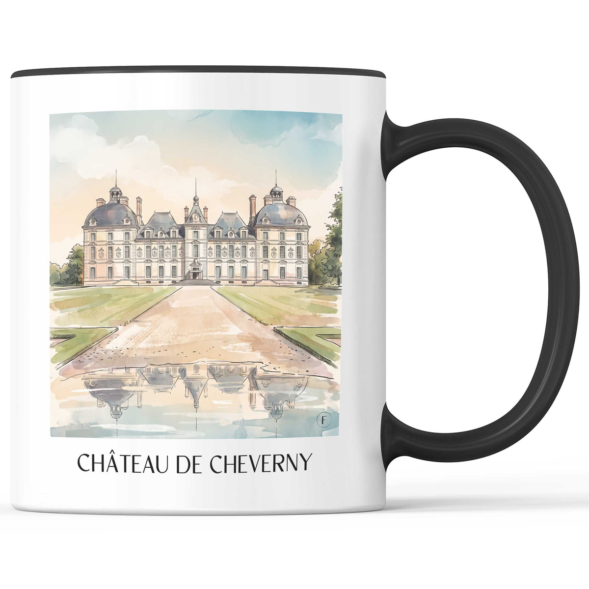 château-de-cheverny-val-de-loire-frankreich-kaffeebecher-aquarell