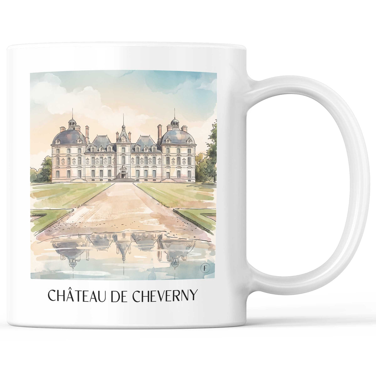 Château de Cheverny Kaffeebecher - Val de Loire - Frankreich Becher - Kaffeetasse im Aquarell Stil