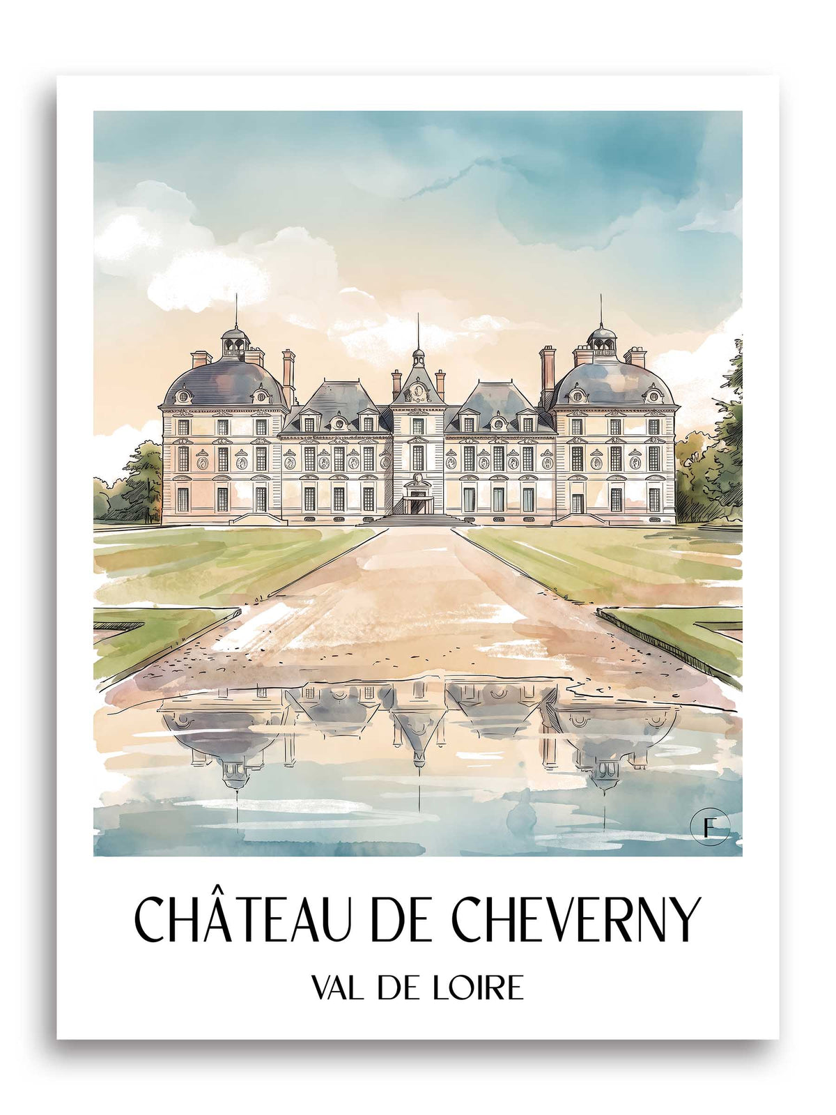 château-de-cheverny-val-de-loire-frankreich-poster-aquarell
