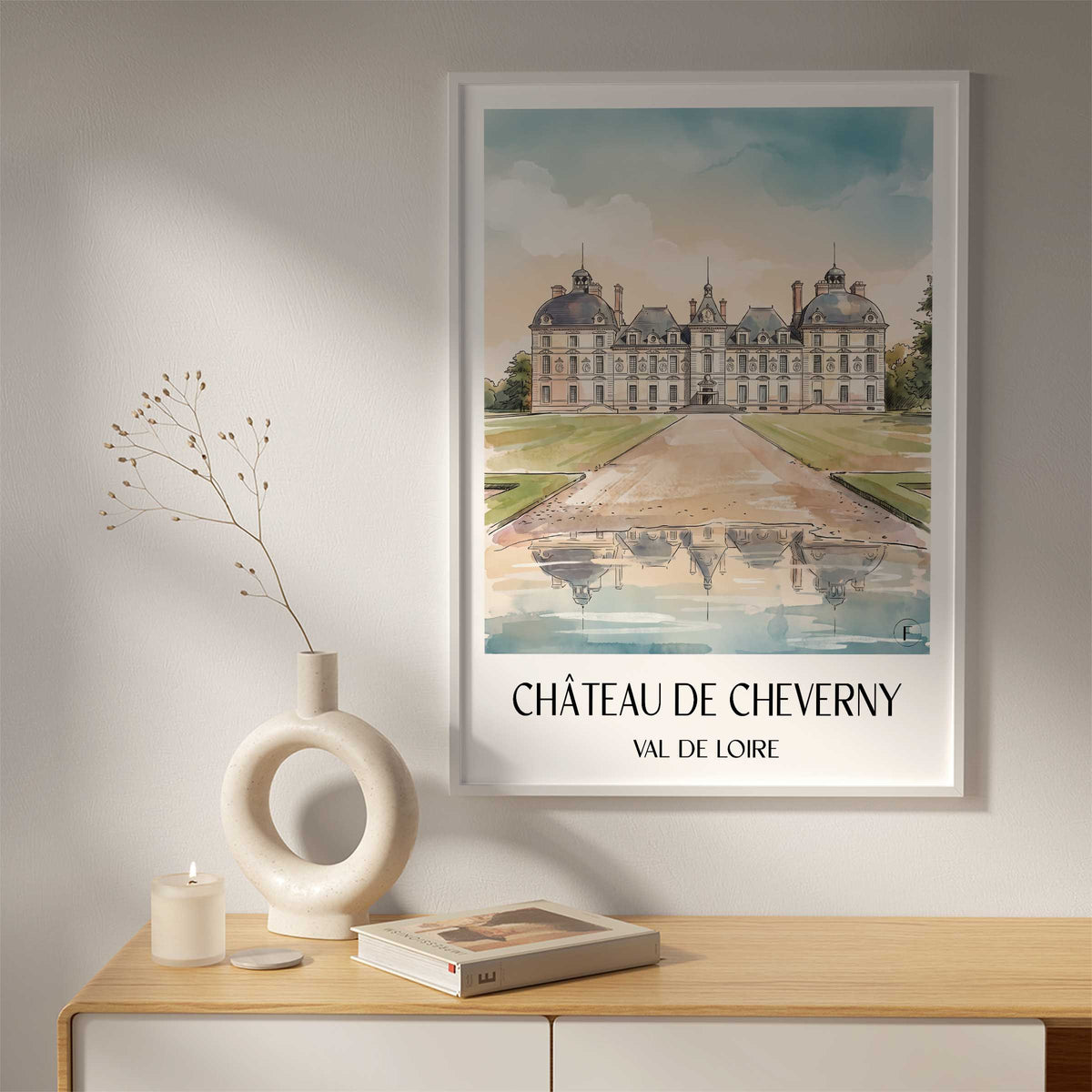 château-de-cheverny-val-de-loire-frankreich-poster-aquarell