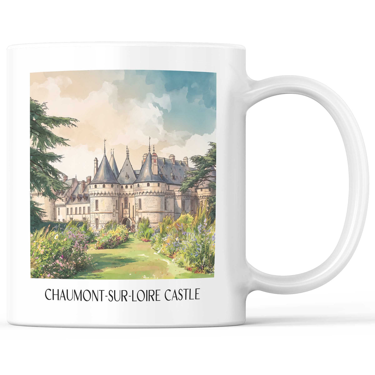Château de Chaumont-sur-Loire Kaffeebecher - Val de Loire - Frankreich Becher - Kaffeetasse im Aquarell Stil
