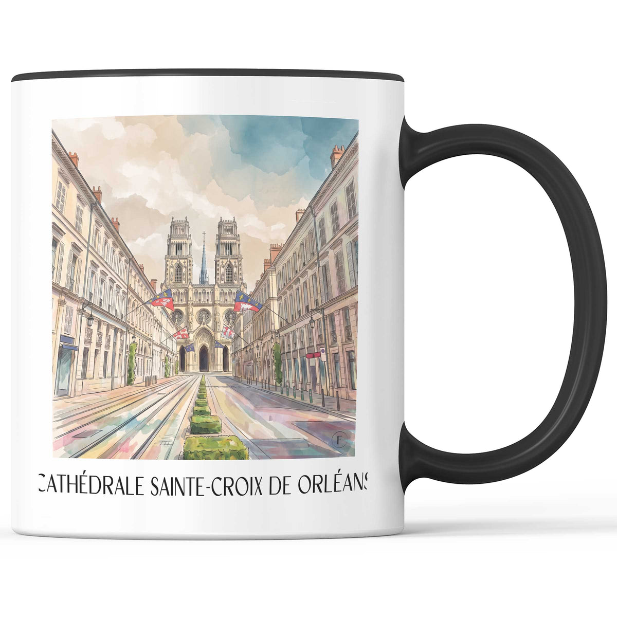 cathédrale-sainte-croix-orléans-frankreich-kaffeebecher-aquarell