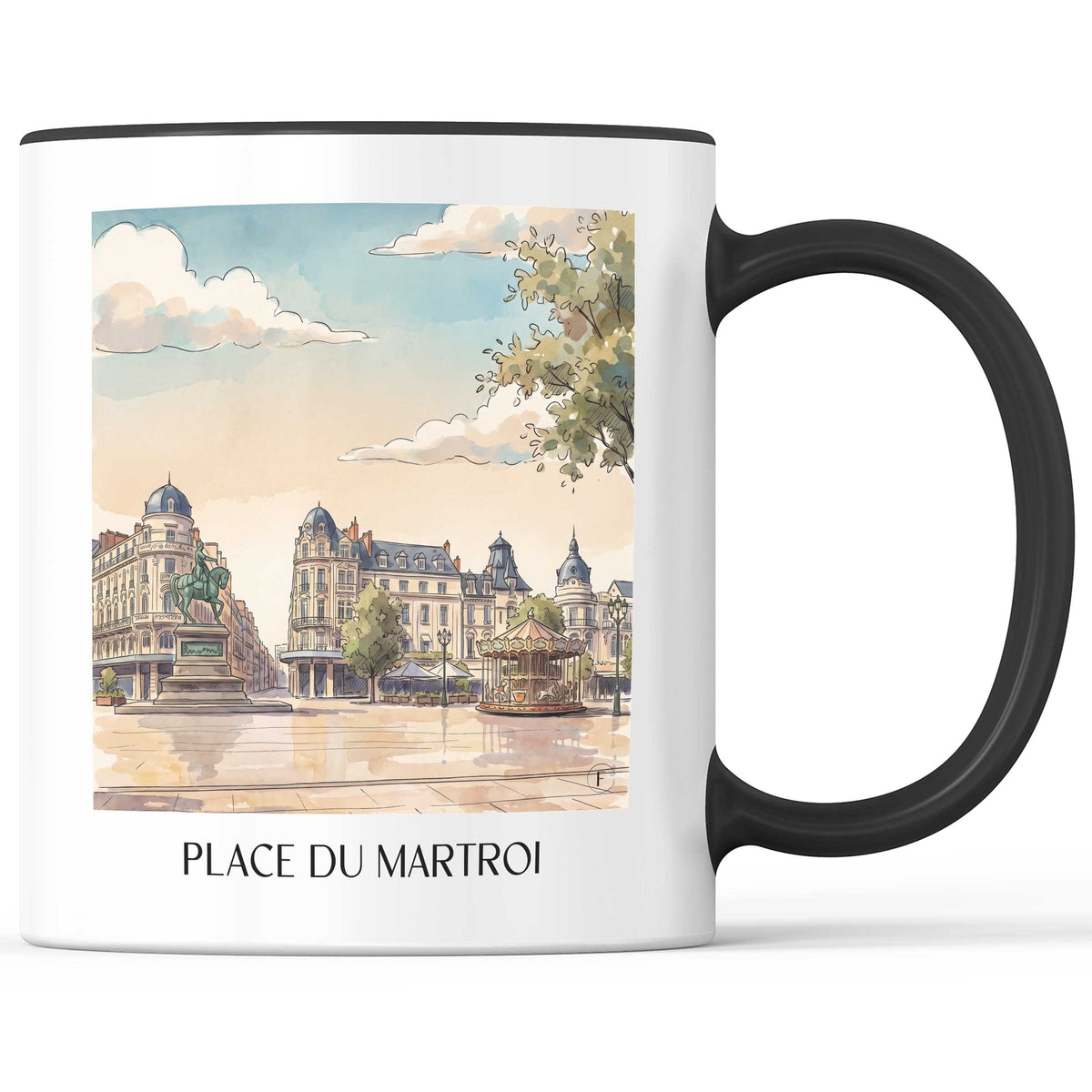 place-du-martroi-orléans-frankreich-kaffeebecher-aquarell