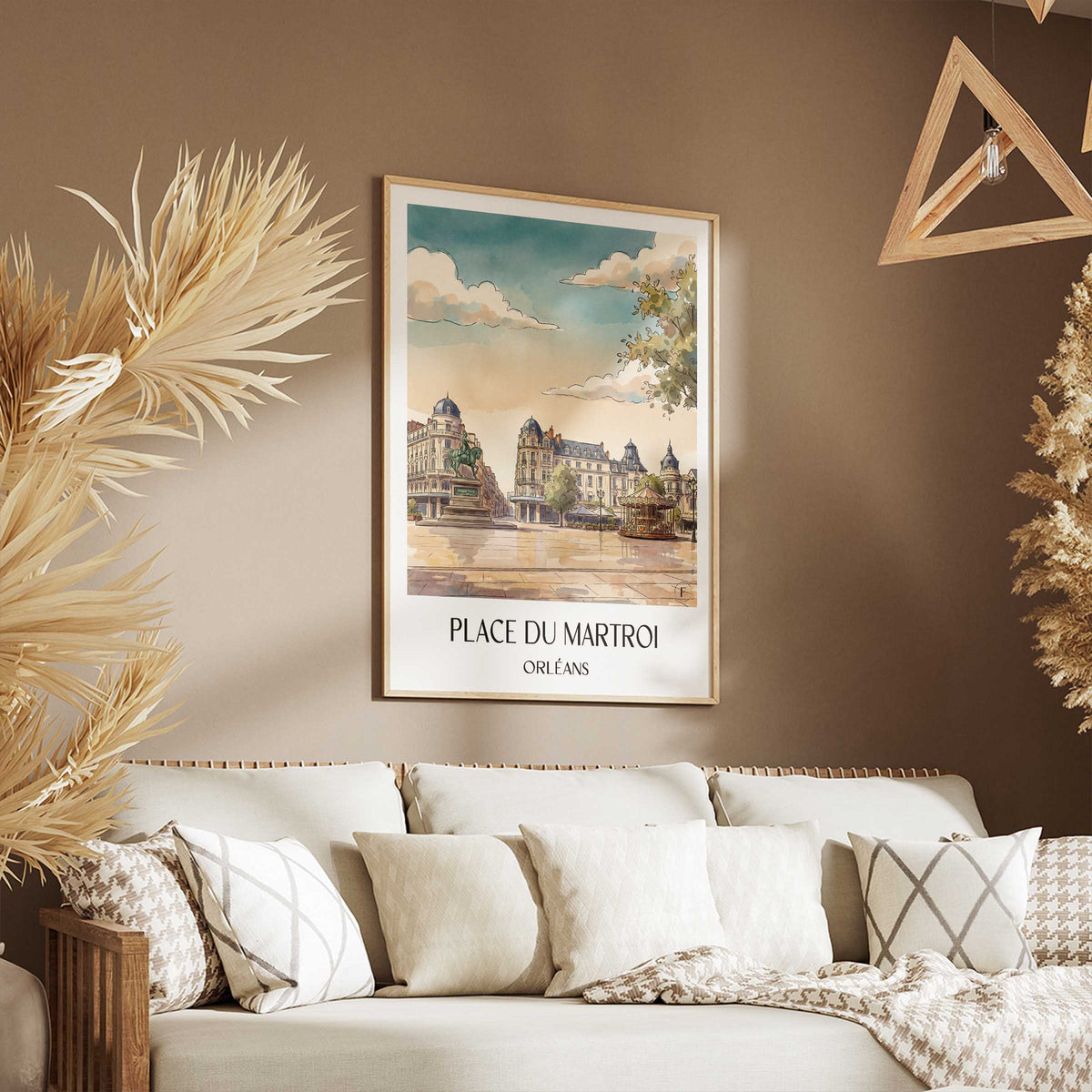 place-du-martroi-orléans-frankreich-poster-aquarell