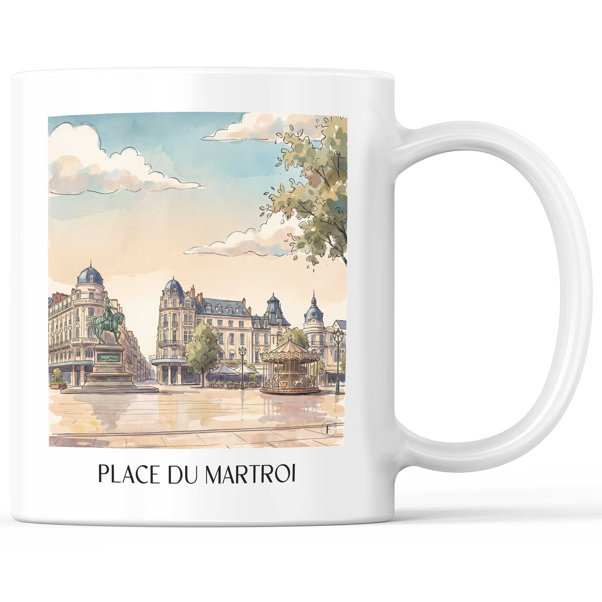 Place du Martroi Kaffeebecher - Orléans - Frankreich Becher - Kaffeetasse im Aquarell Stil