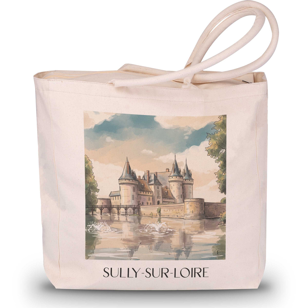 Sully-sur-Loire Shopping Tasche - Val de Loire - Frankreich Tote Bag - Einkaufstasche im Aquarell Stil