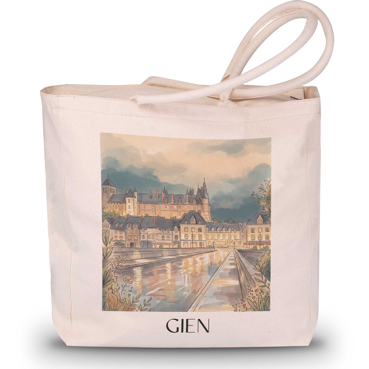 gien-val-de-loire-frankreich-einkaufstasche-aquarell